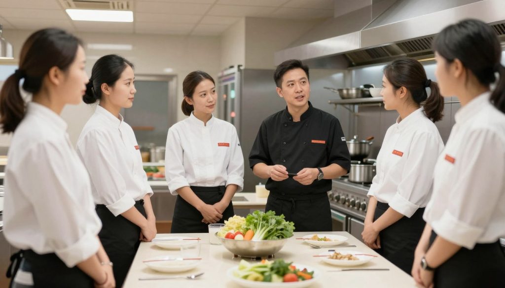 Équipe de restaurant formée aux bonnes pratiques d'hygiène alimentaire