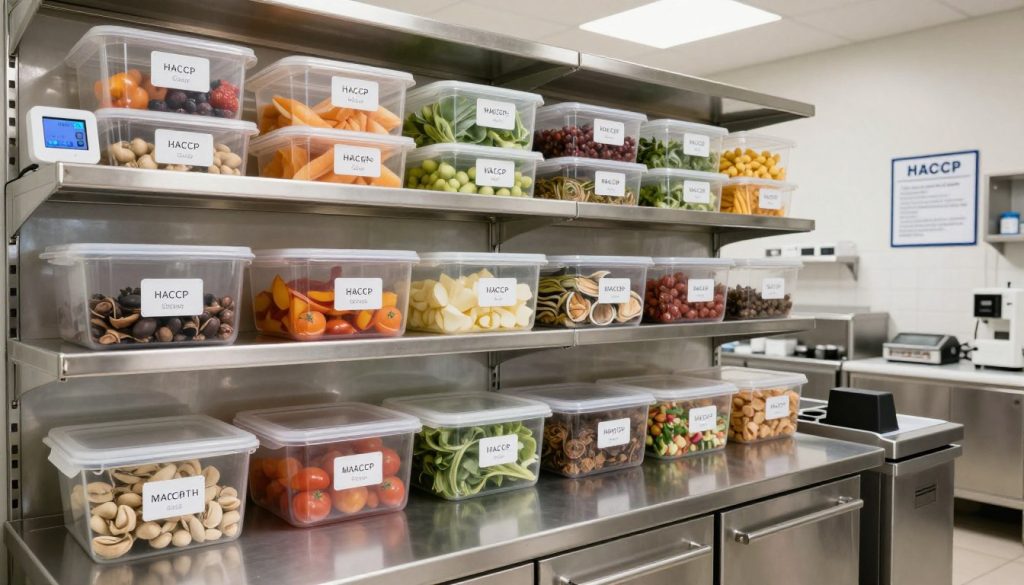 Espace de stockage alimentaire organisé selon les normes HACCP
