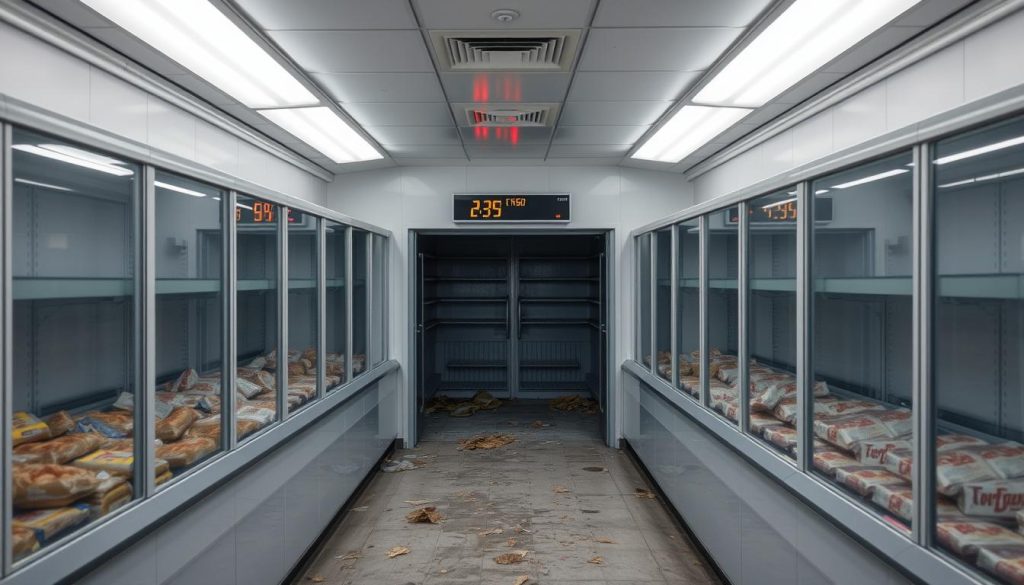 Chambre froide abandonnée après panne longue durée fermeture établissement