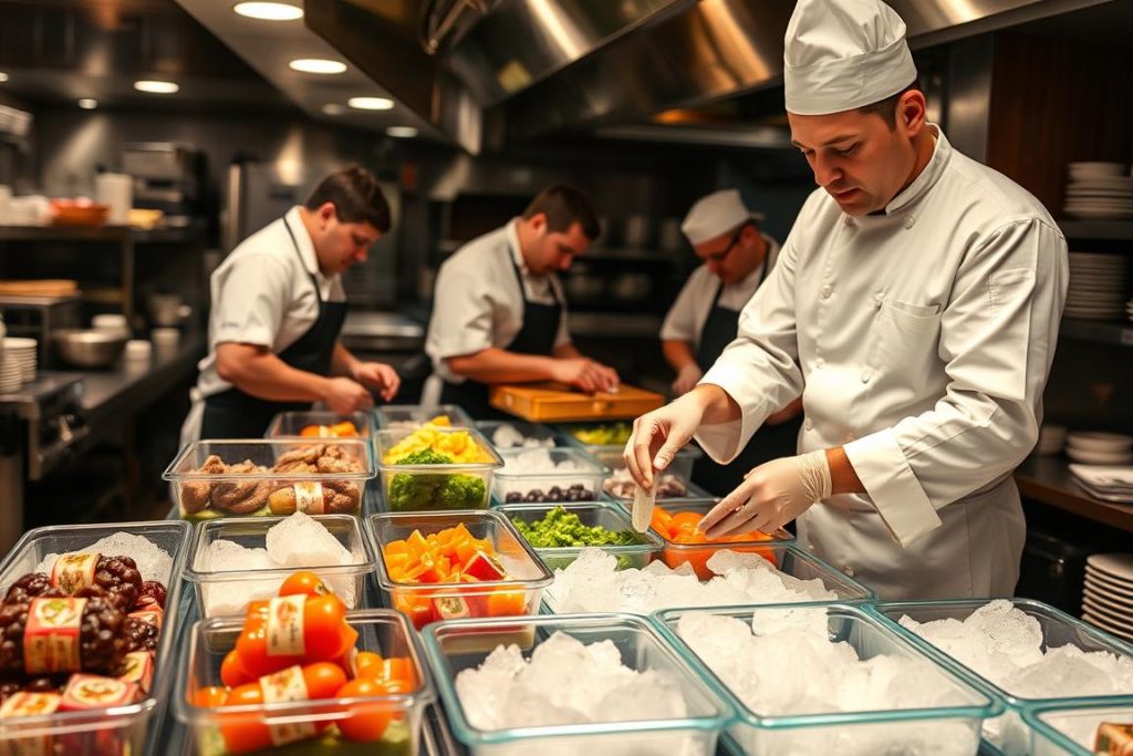 Équipe restaurant gérant panne chambre froide pendant service rush