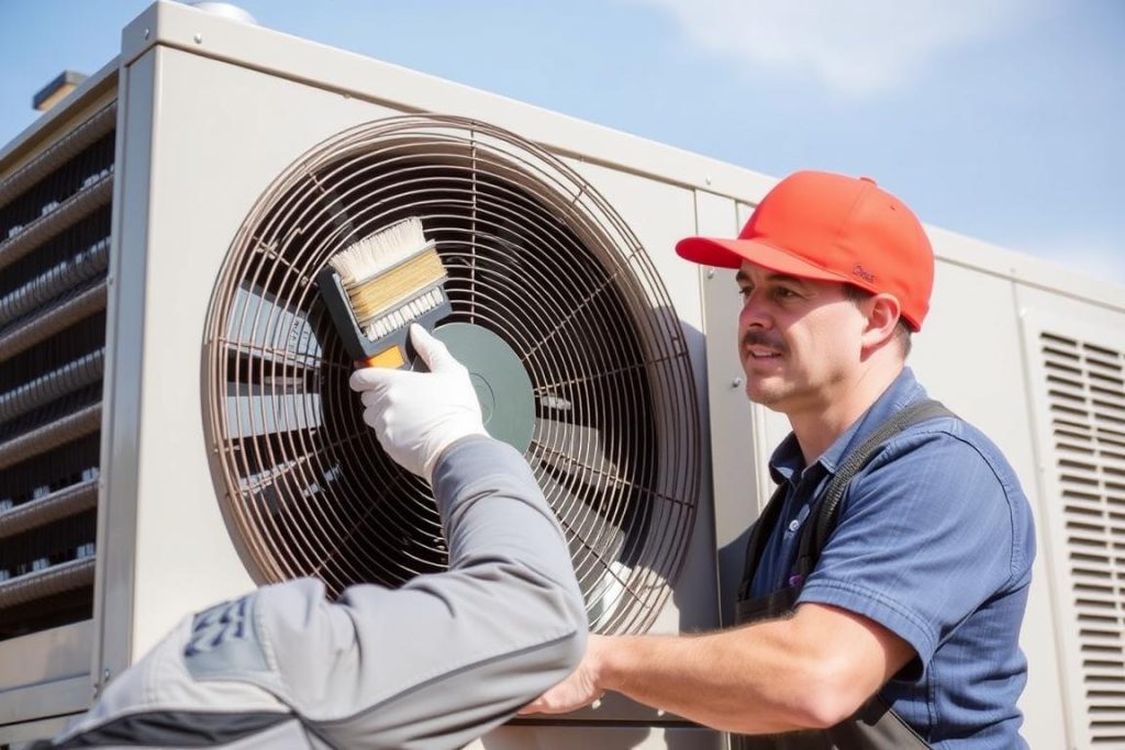 Technicien maintenance préventive nettoyage condenseur chambre froide professionnelle