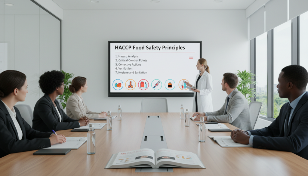 Salle de formation HACCP avec support pédagogique