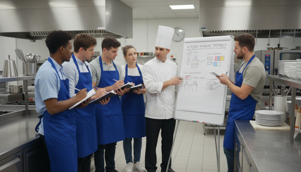 Session de formation hygiène pour personnel saisonnier en cuisine