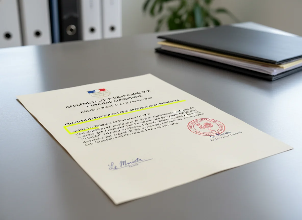 Document législation hygiène alimentaire formation HACCP obligatoire